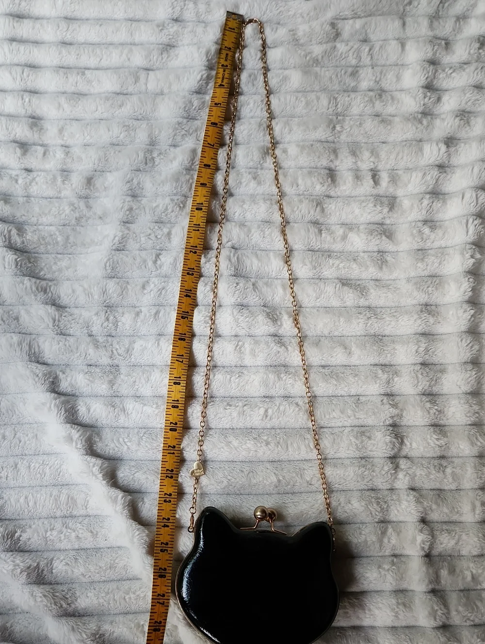 Betsey Johnson Black Cat-Shaped Crossbody Bag with Gold Chain